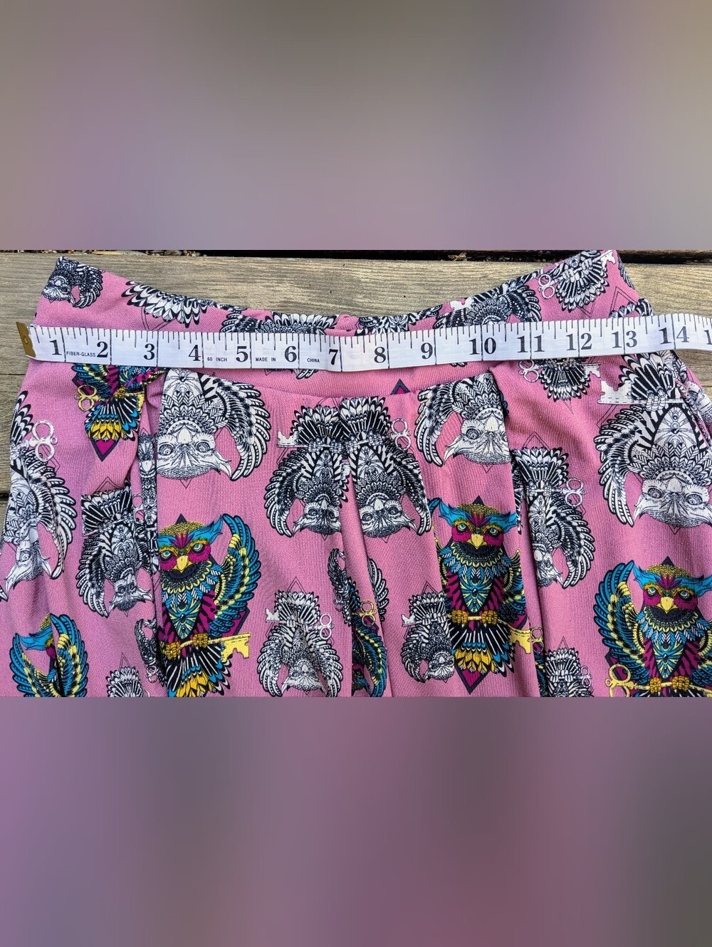 Pink Owl Printed OOAK Boutique A-Line Skirt Small - Picture 2 of 4